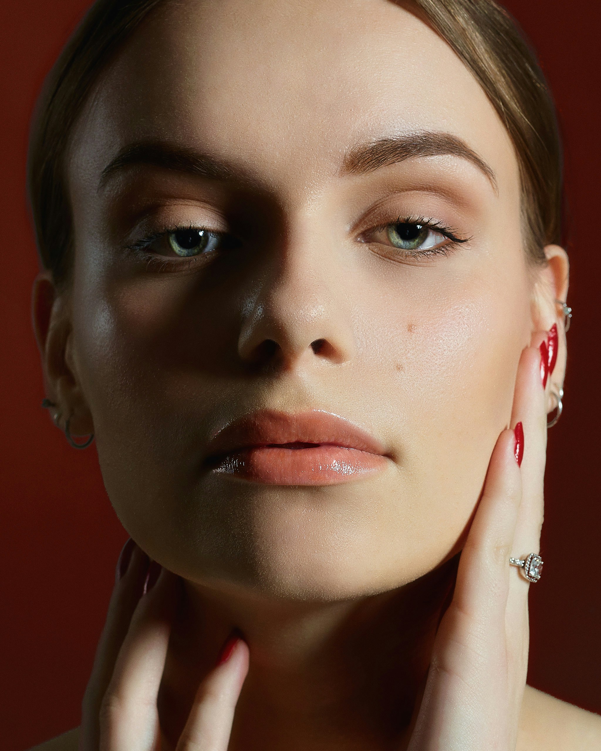 Close-up of skin texture in warm light